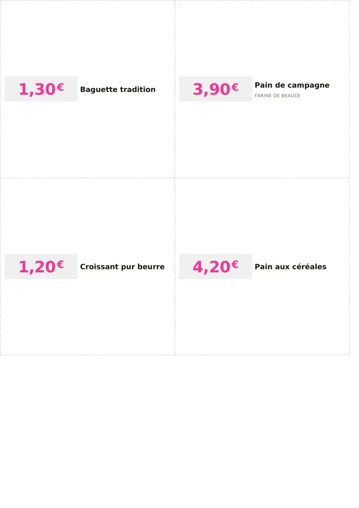 Étiquettes prix sur produits de marché