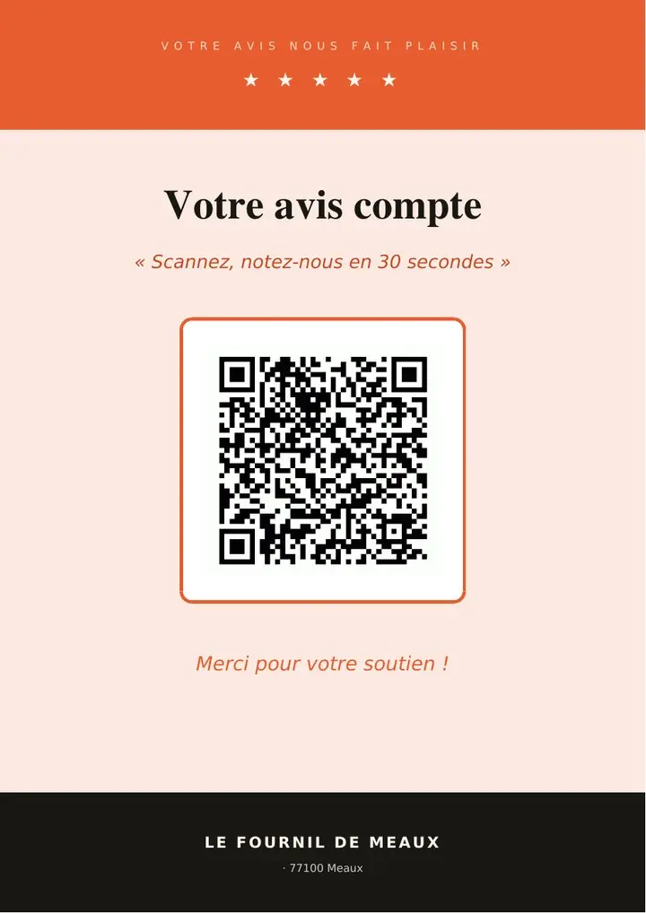 Exemple d'affiche QR code avis Google générée par l'outil