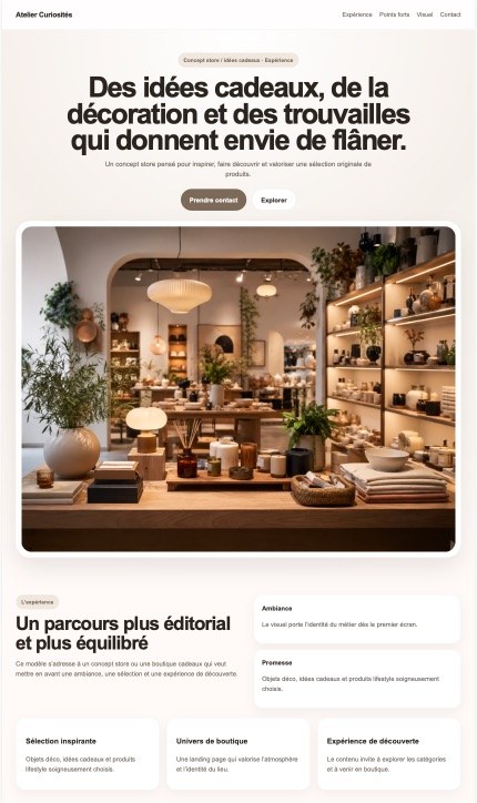 Exemple de site vitrine commerçant — vue 1